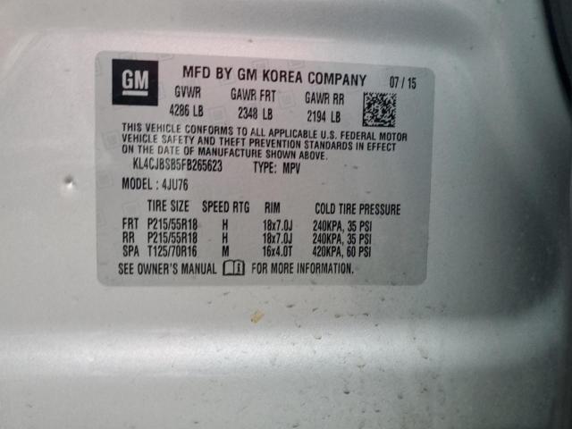 KL4CJBSB5FB265623 - 2015 BUICK ENCORE CONVENIENCE 银色 照片 13