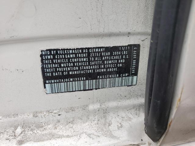 WVWHV7AJ0CW193286 - 2012 VOLKSWAGEN GTI Weiß Foto 12