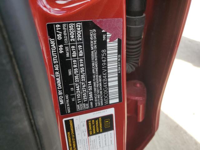 WDC0G4KB4KV194758 - 2019 MERCEDES-BENZ GLC 300 4MATIC MAROON photo 13