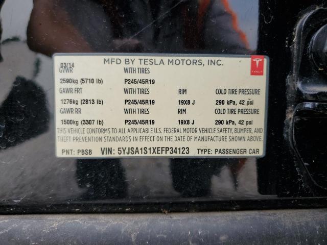 5YJSA1S1XEFP34123 - 2014 TESLA MODEL S შავი ფოტო 12