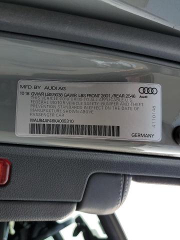 WAUB4AF46KA005310 - 2019 AUDI S4 PREMIUM PLUS GRAY photo 13