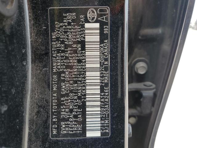 2T1KR32E57C664934 - 2007 TOYOTA COROLLA MA XR BLACK photo 14