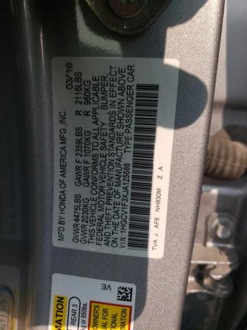 1HGCV1F3XJA125686 - 2018 HONDA ACCORD SPORT SILVER photo 12