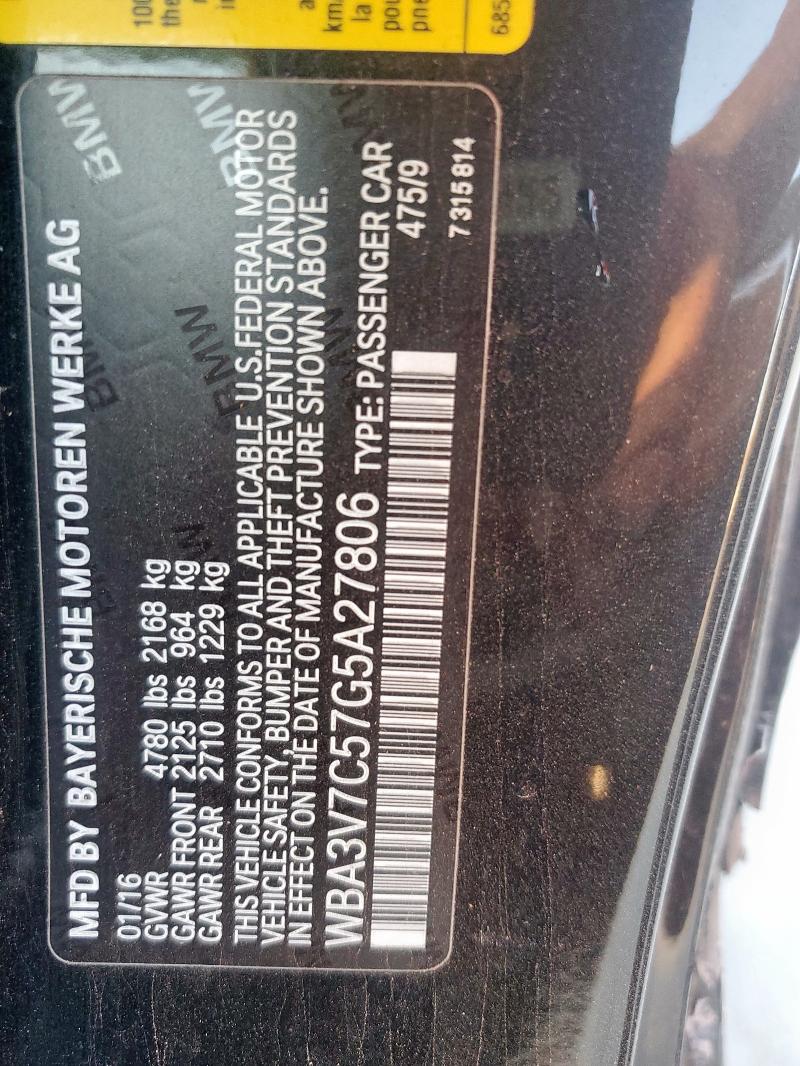 WBA3V7C57G5A27806 - 2016 BMW 428 I SULEV BLACK photo 12