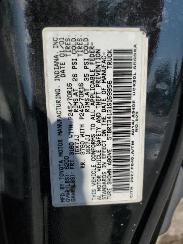 5TBRT34131S169956 - 2001 TOYOTA TUNDRA ACCESS CAB BLACK photo 12