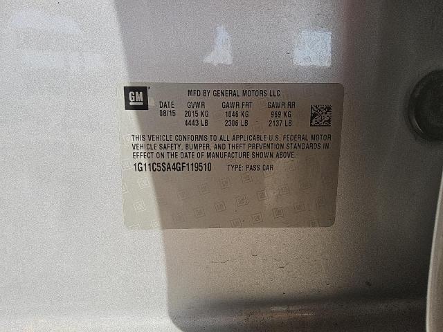 1G11C5SA4GF119510 - 2016 CHEVROLET MALIBU LIM LT 银色 照片 12