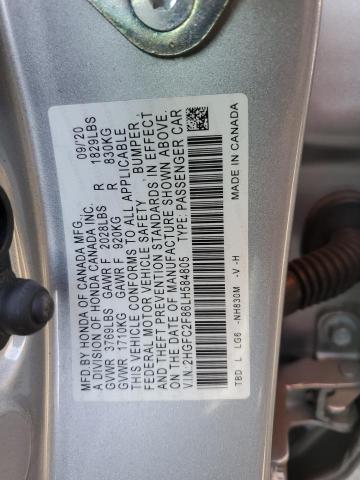 2HGFC2F86LH584805 - 2020 HONDA CIVIC SPORT SILVER photo 13