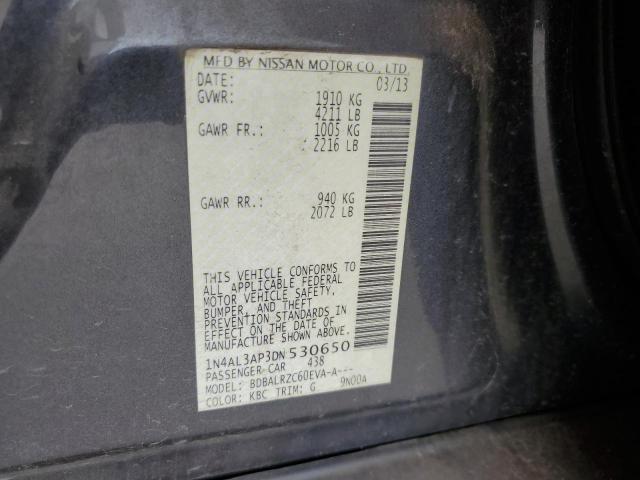 1N4AL3AP3DN530650 - 2013 NISSAN ALTIMA 2.5 GRAY photo 12