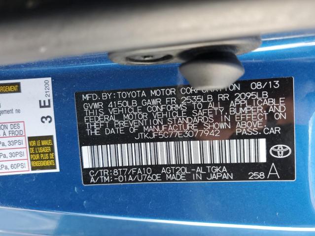 JTKJF5C77E3077942 - 2014 TOYOTA SCION TC 蓝色 照片 12