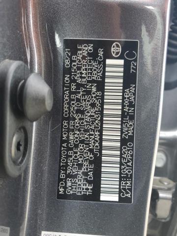 JTDKAMFU2N3159518 - 2022 TOYOTA PRIUS NIGHT SHADE CHARCOAL photo 12