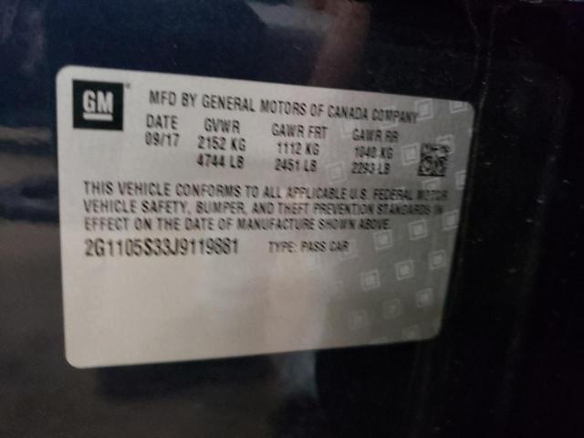 2G1105S33J9119881 - 2018 CHEVROLET IMPALA LT BLUE photo 12