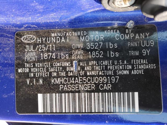 KMHCU4AE5CU099197 - 2012 HYUNDAI ACCENT GLS BLUE photo 12