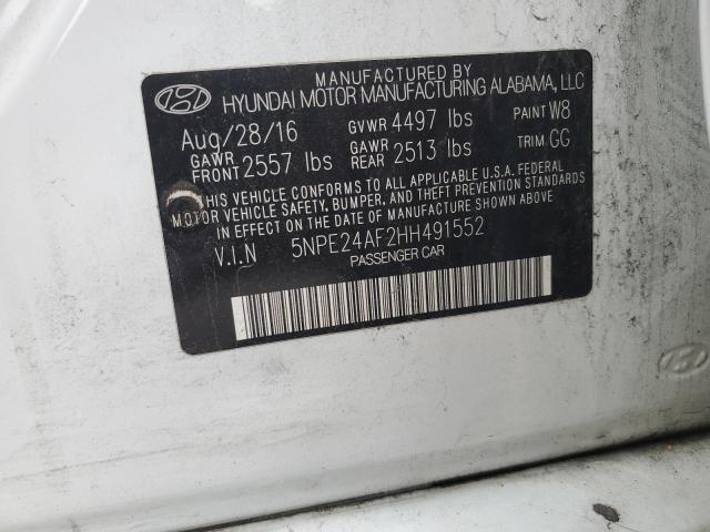 5NPE24AF2HH491552 - 2017 HYUNDAI SONATA SE WHITE photo 12