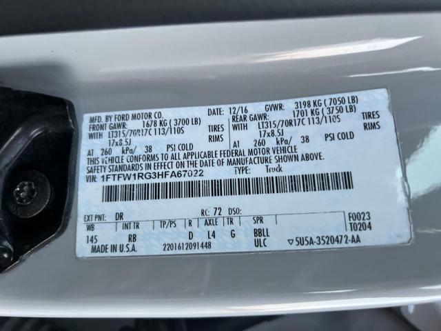 1FTFW1RG3HFA67022 - 2017 FORD F150 RAPTOR GRAY photo 10