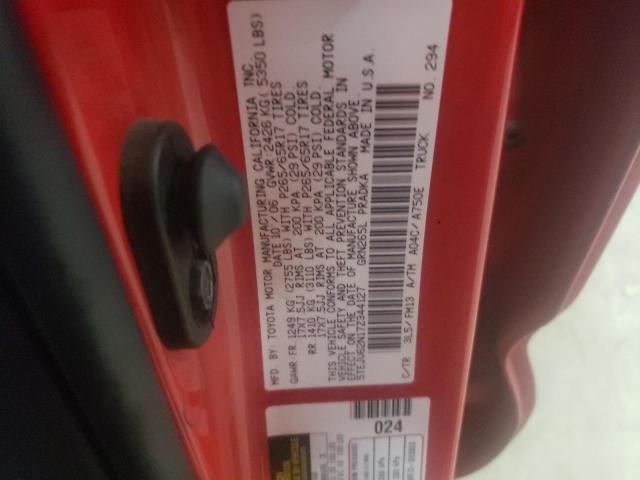 5TEJU62N17Z344127 - 2007 TOYOTA TACOMA DOUBLE CAB PRERUNNER RED photo 12