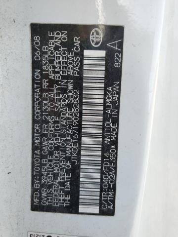 JTKDE167190282832 - 2009 TOYOTA SCION TC 白色 照片 12