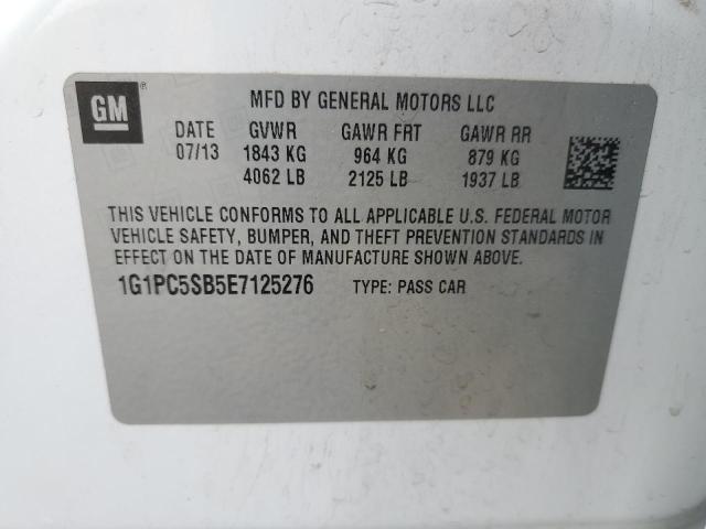 1G1PC5SB5E7125276 - 2014 CHEVROLET CRUZE LT WHITE photo 12