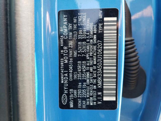 KM8K33A50JU106207 - 2018 HYUNDAI KONA LIMITED BLUE photo 13