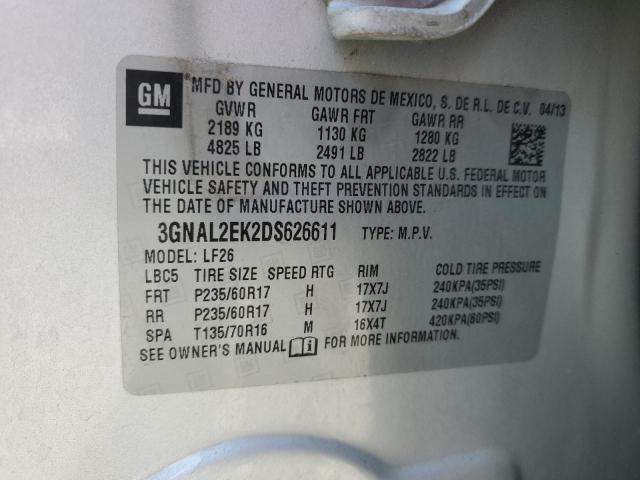 3GNAL2EK2DS626611 - 2013 CHEVROLET CAPTIVA LS 银色 照片 13