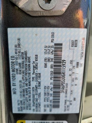 3FA6P0SU0GR115929 - 2016 FORD FUSION TITANIUM PHEV GRAY photo 13