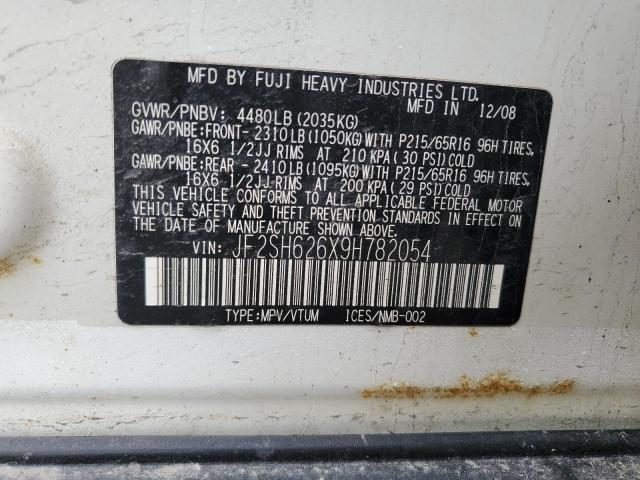 JF2SH626X9H782054 - 2009 SUBARU FORESTER XS Beyaz fotoğraf 12