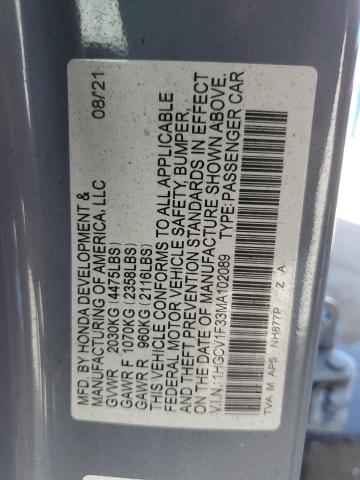 1HGCV1F33MA102089 - 2021 HONDA ACCORD SPORT GRAY photo 12