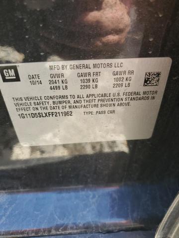 1G11D5SLXFF211962 - 2015 CHEVROLET MALIBU 2LT შავი ფოტო 12