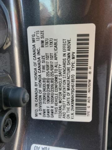 2HKRM4H79GH618970 - 2016 HONDA CR-V EXL GRAY photo 13