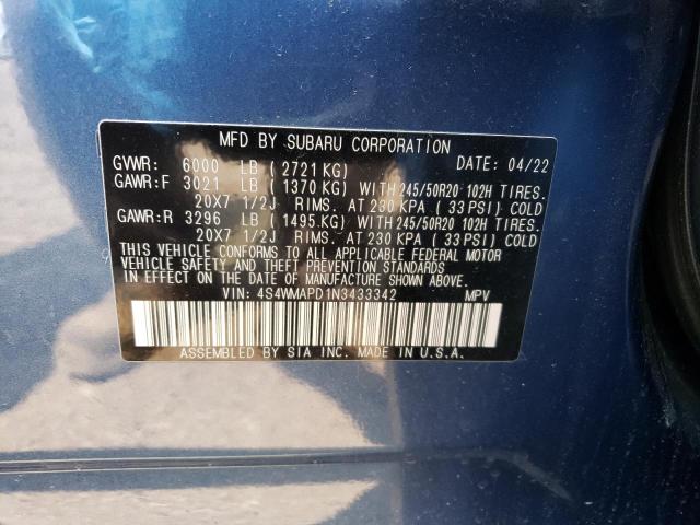 4S4WMAPD1N3433342 - 2022 SUBARU ASCENT LIMITED BLUE photo 13