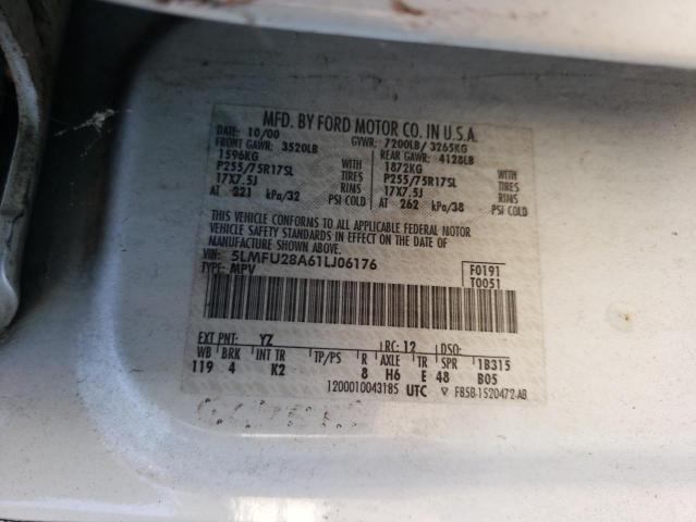 5LMFU28A61LJ06176 - 2001 LINCOLN NAVIGATOR 白色 照片 10