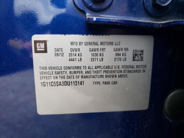1G11C5SA3DU113141 - 2013 CHEVROLET MALIBU 1LT Bleu photo 10