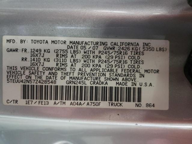 5TEUU42N57Z428548 - 2007 TOYOTA TACOMA ACCESS CAB Boz foto 12