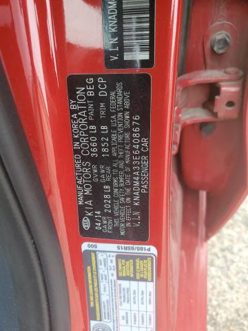 KNADM4A33E6408676 - 2014 KIA RIO LX RED photo 12