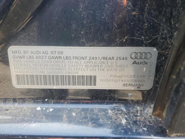 WAUFFAFL8AN008980 - 2010 AUDI A4 PREMIUM PLUS BLUE photo 12