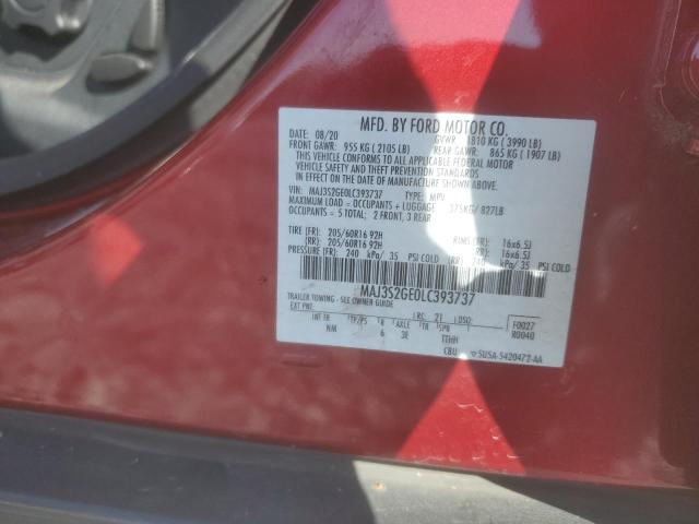 MAJ3S2GE0LC393737 - 2020 FORD ECOSPORT SE 栗色 照片 13