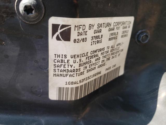 1G8AL52F23Z156996 - 2003 SATURN ION LEVEL 3 BLUE photo 12