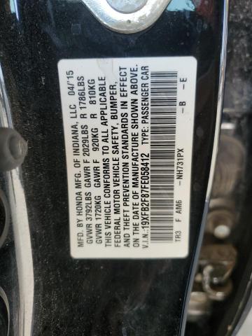 19XFB2F87FE058412 - 2015 HONDA CIVIC EX Siyah fotoğraf 12