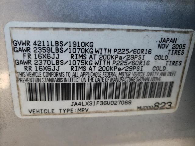 JA4LX31F36U027069 - 2006 MITSUBISHI OUTLANDER LS SILVER photo 13