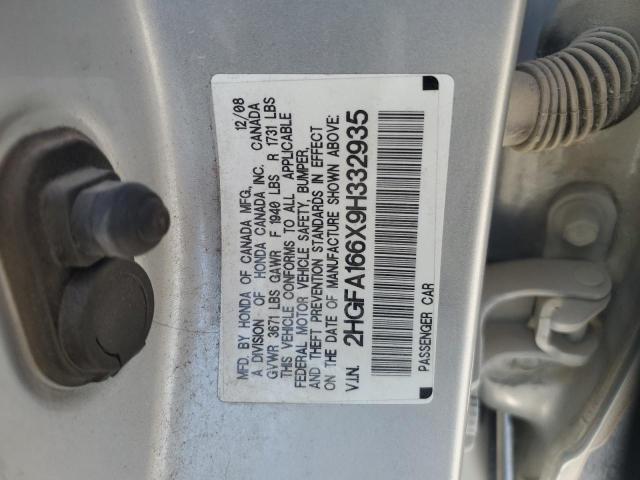 2HGFA166X9H332935 - 2009 HONDA CIVIC LX-S Արծաթագույն լուսանկար 13