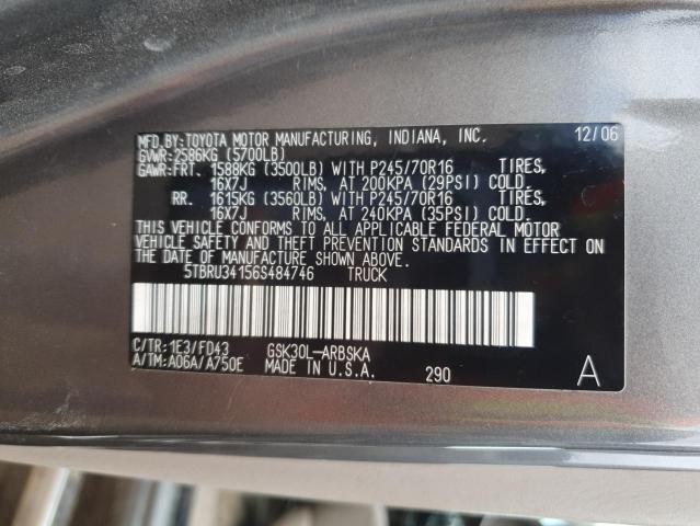 5TBRU34156S484746 - 2006 TOYOTA TUNDRA ACCESS CAB SR5 GRAY photo 12