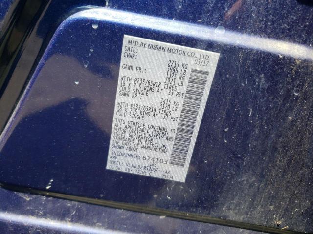 5N1DR2MM5HC674103 - 2017 NISSAN PATHFINDER S BLUE photo 13