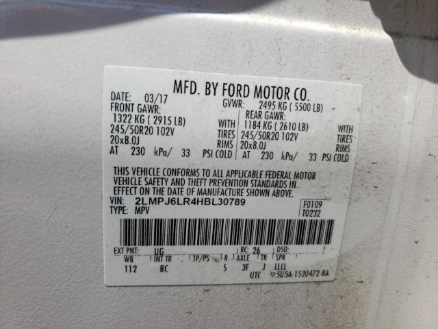 2LMPJ6LR4HBL30789 - 2017 LINCOLN MKX RESERVE Beyaz fotoğraf 14