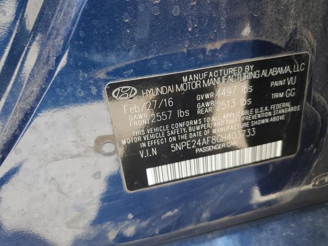5NPE24AF8GH403733 - 2016 HYUNDAI SONATA SE 蓝色 照片 12