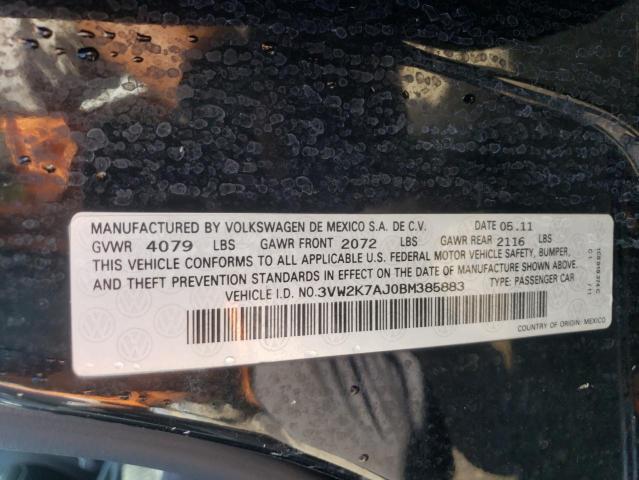 3VW2K7AJ0BM385883 - 2011 VOLKSWAGEN JETTA BASE Schwarz Foto 13