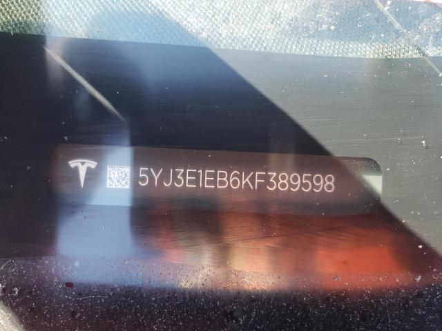 5YJ3E1EB6KF389598 - 2019 TESLA MODEL 3 RED photo 12