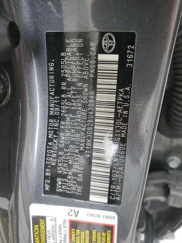 4T1BK3DB2BU430846 - 2011 TOYOTA AVALON BASE GRAY photo 12