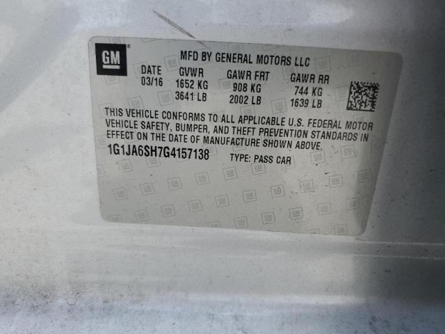 1G1JA6SH7G4157138 - 2016 CHEVROLET SONIC LS 银色 照片 12