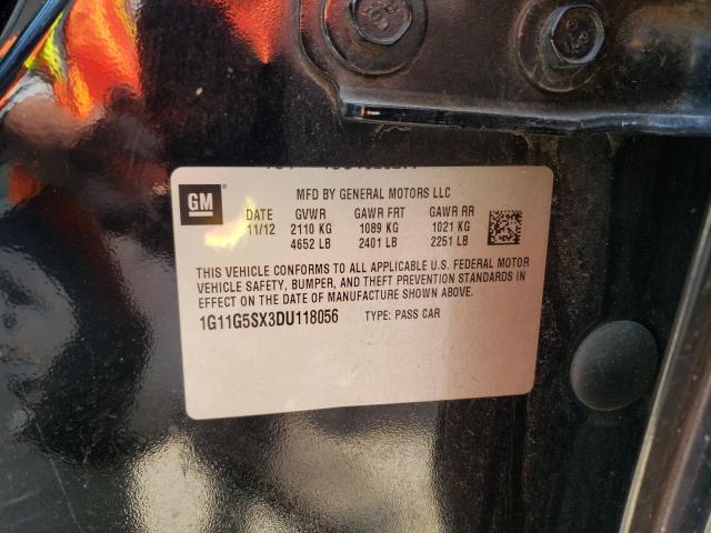 1G11G5SX3DU118056 - 2013 CHEVROLET MALIBU 3LT 黑色 照片 12