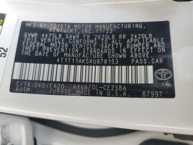 4T1T11AK5RU878153 - 2024 TOYOTA CAMRY SE NIGHT SHADE WHITE photo 12