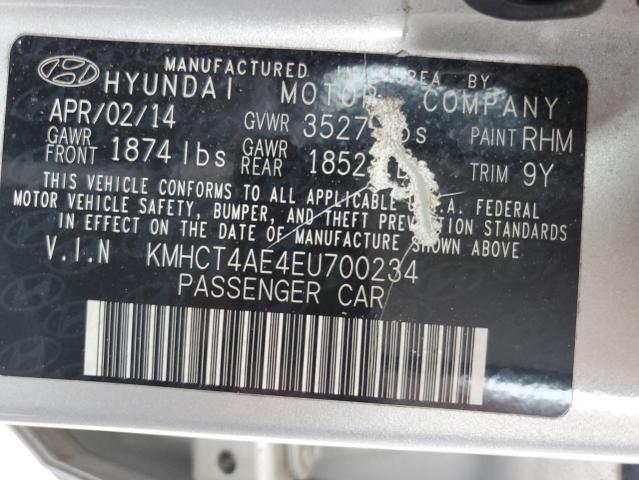 KMHCT4AE4EU700234 - 2014 HYUNDAI ACCENT GLS SILVER photo 13